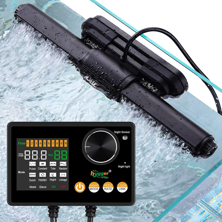 Intelligent Wave Maker for Aquarium, Saltwater Freshwater Circulation Pump Adjustable 6 Waves/Night/Feed/Wireless Connection Mode, Magnetic Holder Display Controller Memory Function (25W)