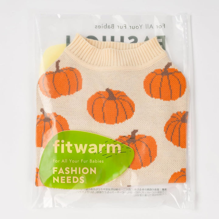Pumpkin Dog Sweater, Thanksgiving Outfit for Small Dogs Boy Girl, Pet Outfit, Orange, Beige, Medium