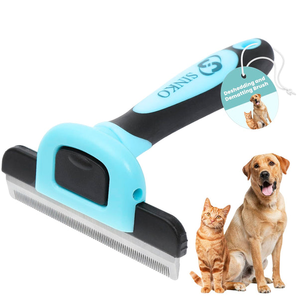 Deshedding Tool for Dogs & Cats, Pet Grooming Brush, Skin Friendly Deshedding Tool, Dog Brush for Shedding, Effectively Reduces Shedding by up to 95% for Short Medium Long Pet Hair (Blue)