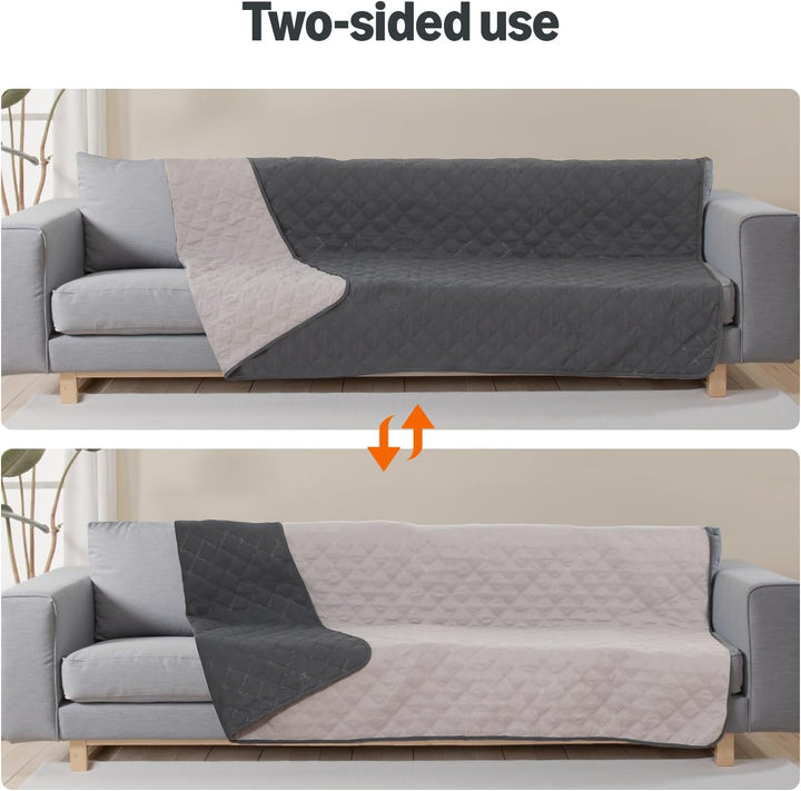 Couch Cover for Dogs, Washable Anti-Slip Blanket for Bed Sofa, Quilted Furniture Protector for Indoor Pets, 82 X 68 Inches, Gray