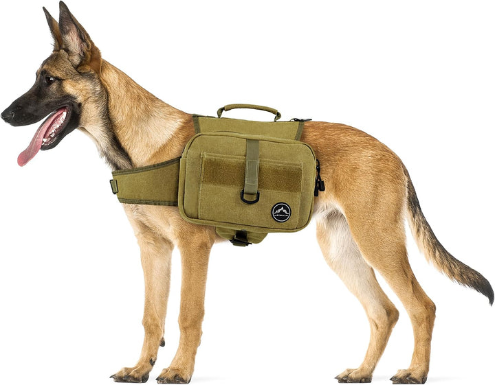 Outdoors Dog Backpack & Saddle Bag, Tactical Hiking Backpack for Large Dogs with Side Pockets & Adjustable Strap