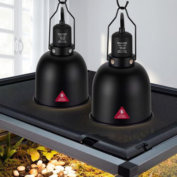 5.5Inch Deep Dome Reptile Heat Lamp Reptile Light Fixture UVB Light Fixture Max 100W for Bearded Dragon, Turtles, Snake and Lizard Terrarium