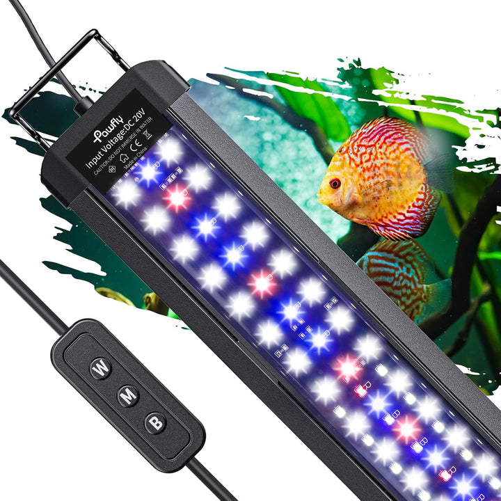 11W Aquarium LED Light for 12 to 18 Inch Fish Tanks Extendable Fish Tank Light with Full Spectrum Brilliant White Blue Red Lights with Daytime & Night Modes and Adjustable Brightness
