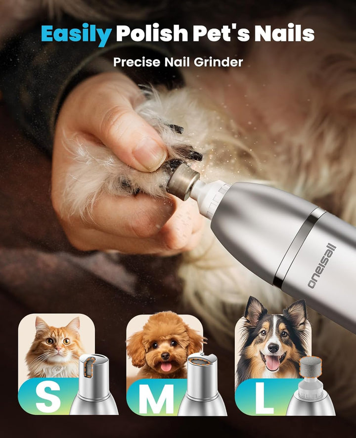4 in 1 Dog Grooming Kit with LCD Display, Dog Hair Trimmer for Paw Nail Grinder, Rechargeable Cordless Low Noise IPX7 Waterproof Pet Clippers