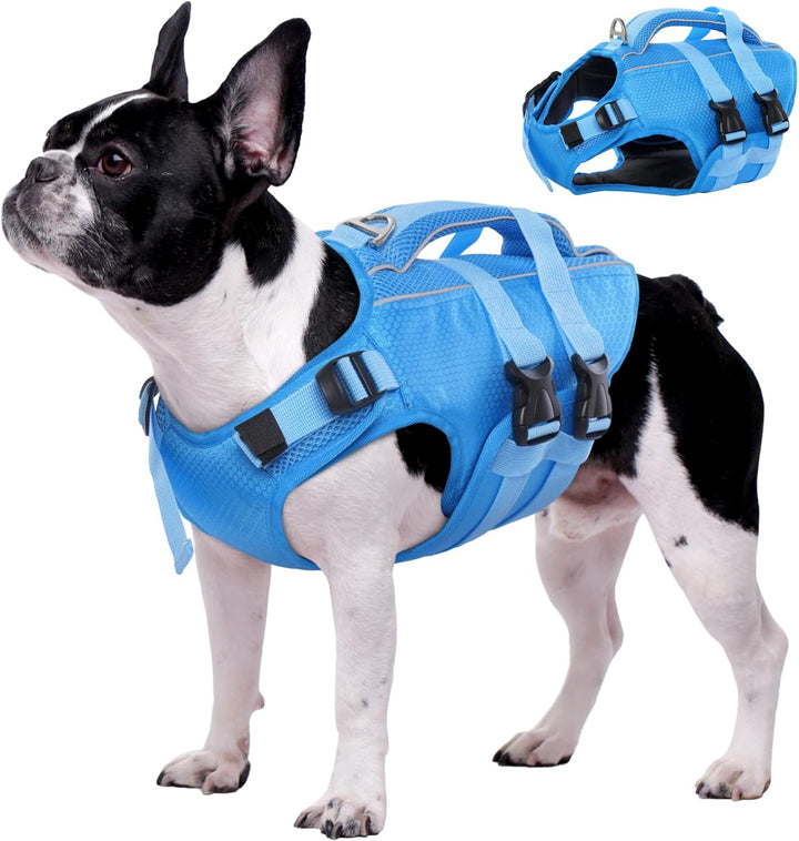 Dog Life Jacket High Flotation, Reflective Dogs Life Vest for Swimming Boating, Adjustable Small Medium Large Dog Lifejacket, Lightweight Dogs Life Preserver Rescue Handle Spring Summer Pool