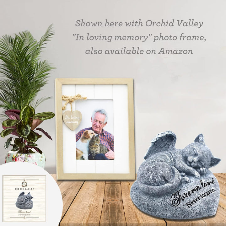 Sleeping Cat Garden Statue - Pet Memorial Stone - Grave Marker - Beautifully Packaged Memorial Gift, Headstones for Cats or Thoughtful Sympathy Gift