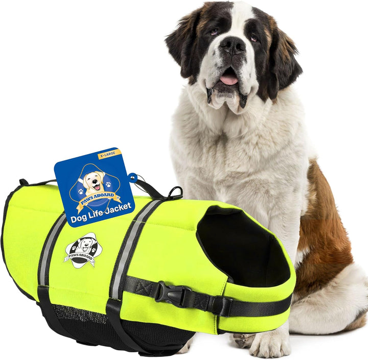 Dog Life Jacket - Swimming Vest for Dogs, Adjustable, Reflective, Comfortable, Multiple Colors, Patterns, Xx-Small to Extra Large Dog Swim Vest with Handle (Red, Large)