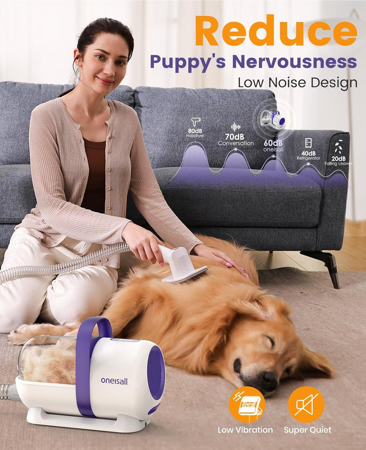 Dog Hair Vacuum & Dog Grooming Kit/Low Noise Dog Grooming Vacuum12Kpa,Dog Vacuum for Shedding Grooming for Pet Hair&Home Cleaning