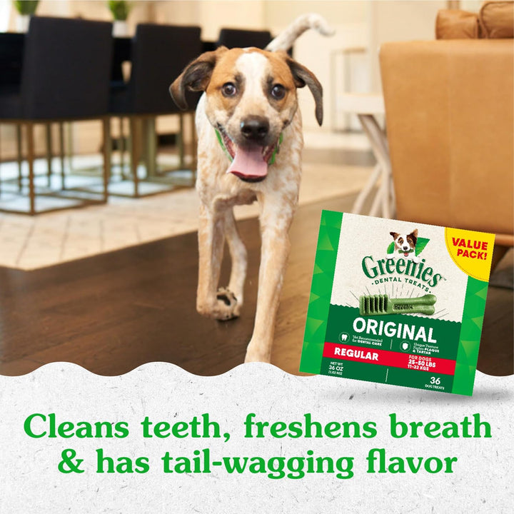 Original Regular Dental Dog Treats, 36 Oz. Pack (36 Treats)