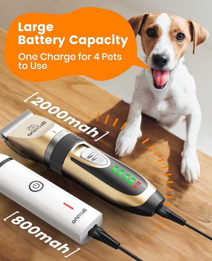 Dog Clippers and Paw Trimmer Kit 2 in 1 Low Noise Cordless Dog Clippers for Grooming Pet Hair Trimmers for Small and Large Dogs Cats Animals