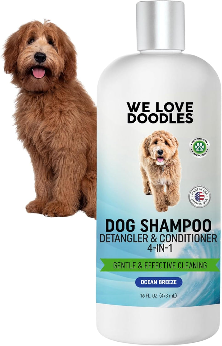 Dog Shampoo, Conditioner & Detangler - Best Shampoo for Goldendoodles, Poodles & Doodles - for Matted Pet Hair - Sensitive Skin Shampoo for Puppies - Made in the USA, 16OZ (Lavender)