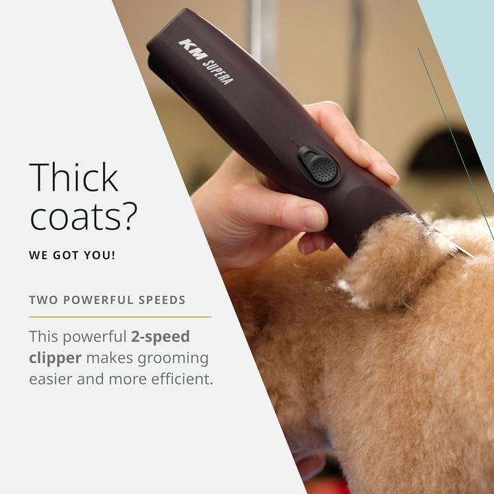 Pro Animal KM Supera Cordless Pet Clipper - Pet Clipper for Cat & Dog Grooming - Battery Powered Cordless Clipper - Features LOCKGUARD Technology