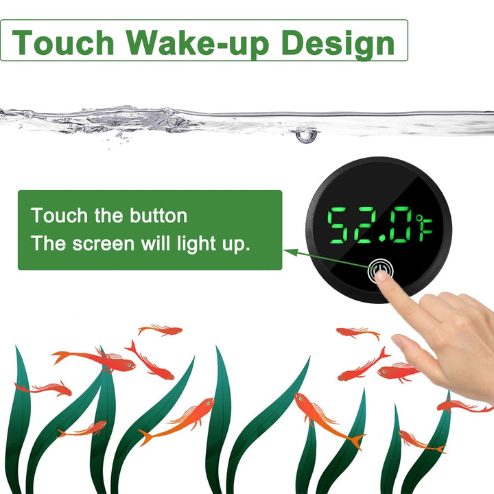 Aquarium Thermometer Digital Fish Tank Thermometer Led Display Fish Tank Temperature Gauge Accurate Thermometer to ±1℉ for Betta Axolotl Turtle Tank (With Spare Battery)