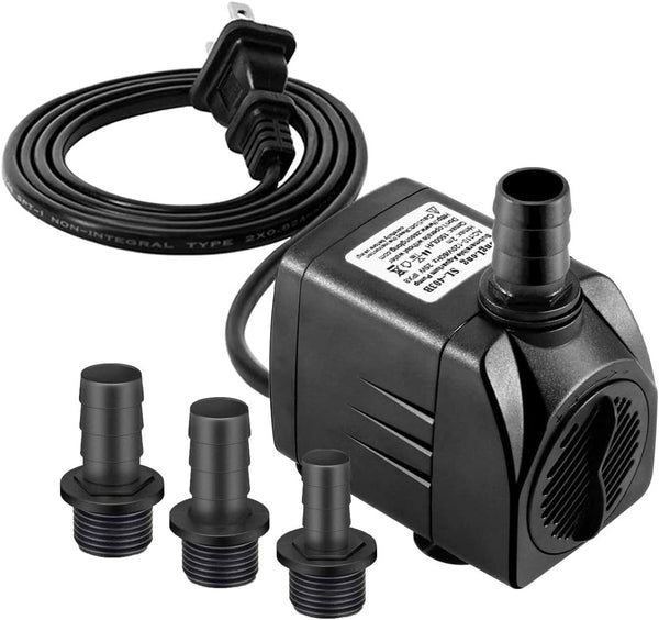 Submersible Pump 400GPH (1500L 25W) Ultra Quiet with over Heating Protection 6.5Ft High Lift for Fountains, Hydroponics, Ponds, Aquariums & More……