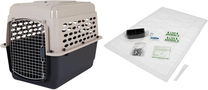 Vari Dog Kennel - Portable Dog Carriers & Crates for Large Dogs, Airline-Friendly, Durable Plastic, Pet Carrier for Home and Travel, 36 Inches, Taupe and Black