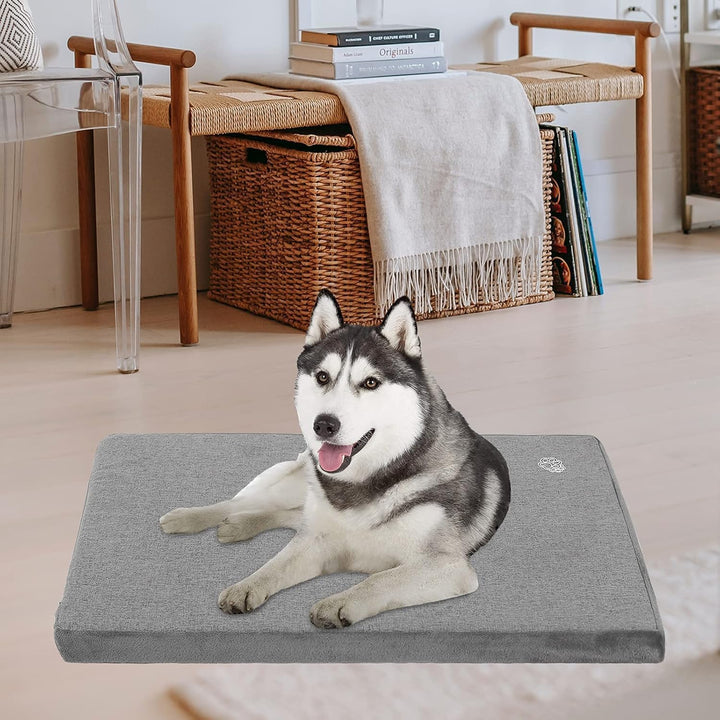 Stylish Dog Bed Mat Dog Crate Pad Mattress Reversible (Cool & Warm), Water Proof Linings, Removable Machine Washable Cover, Firm Support Pet Crate Bed for Small to Xx-Large Dogs, Grey