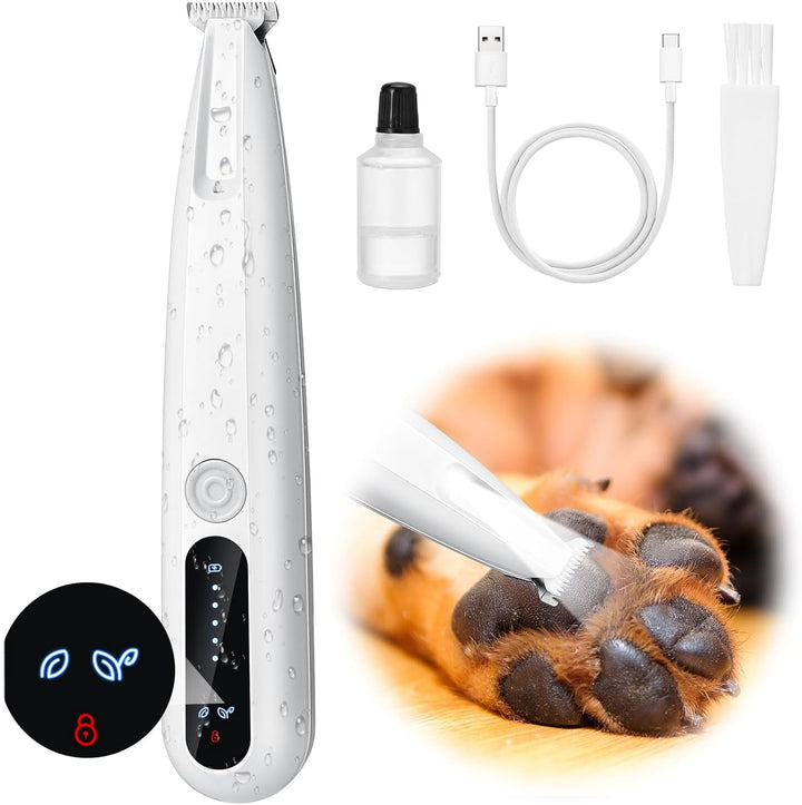 Dog Paw Trimmer, Upgraded 18Mm-Blade Electric Dog Clippers for Groomming with Led Display, Waterproof Pet Micro Precision Trimmer, Rechargeable Hair Shaver for Paws, Ears, Face, Rump and Eyes