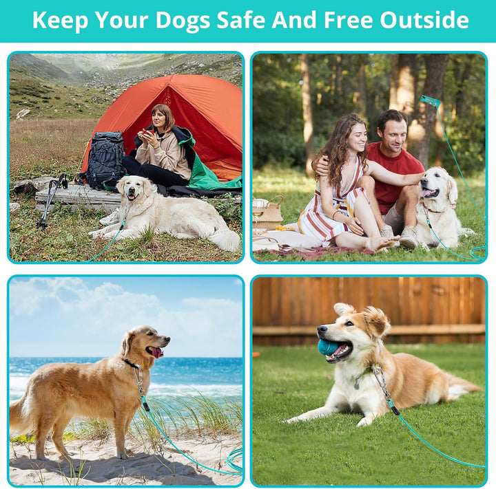 Dog Tie Out Cable: 10 Ft Dog Lead for Yard - Heavy Duty Chain Leash outside for Small Large Dogs up to 500 Lbs - Outdoor Dog Runner Tether