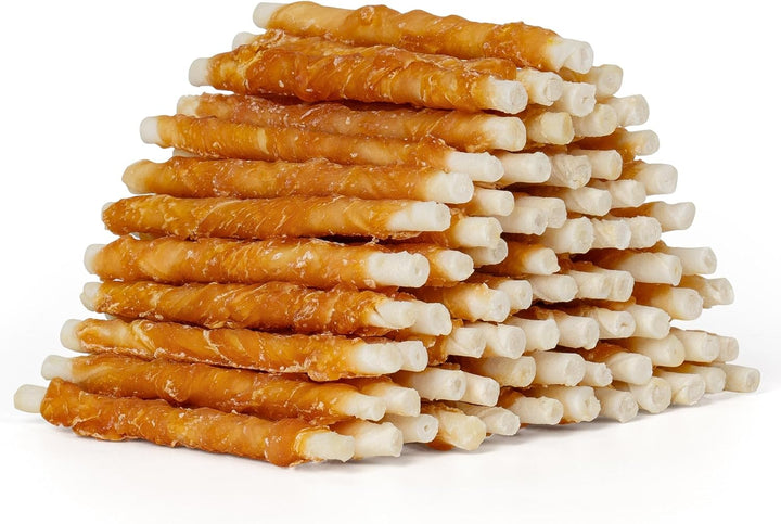 Dog Treats, Rawhide Twist Chicken Hide Sticks, Suitable for Puppy and Small Dogs, 5 Inch (Chicken, Pack of 40)