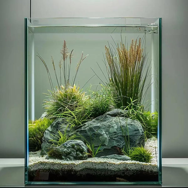 2 Gallon Glass Fish Tank, Easy to Maintain Small Aquarium for Betta/Snails/Shrimp and Aquatic Planting.