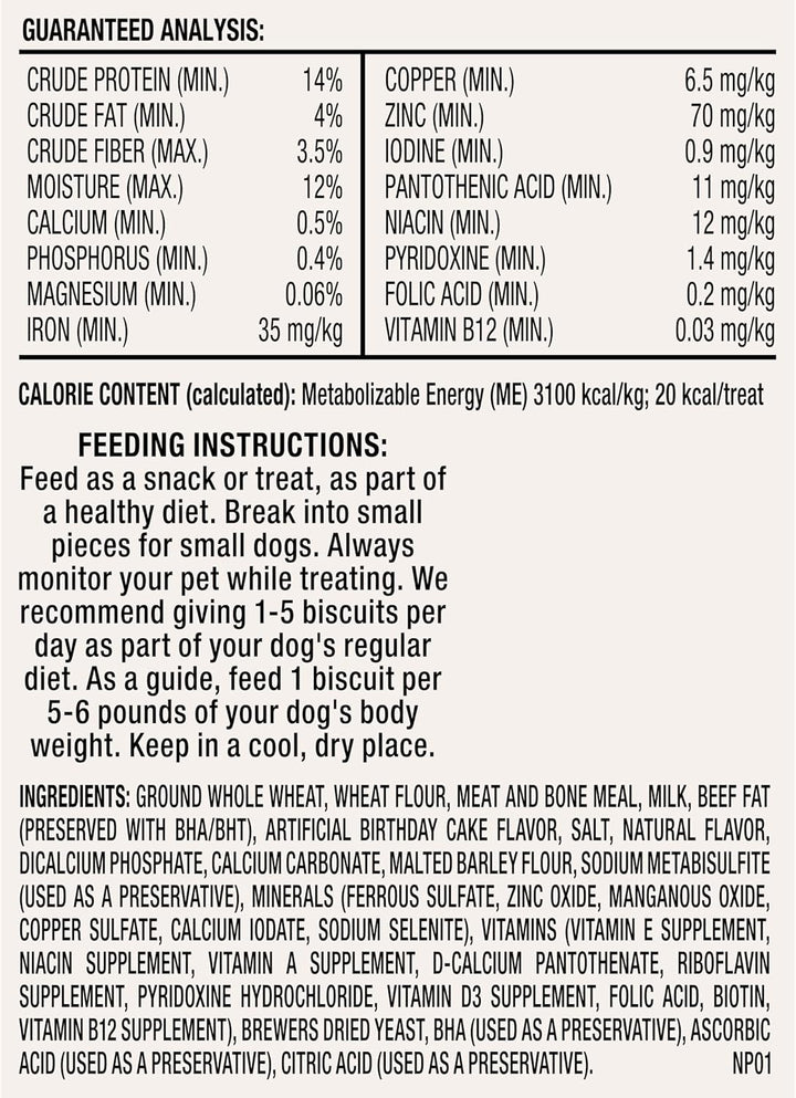 Celebrate Birthday Cake Artificially Flavored Biscuits, Small Dog Treats, 8 Oz. Bag