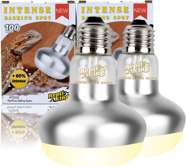 Basking Light for Reptiles, 2-Pack 100W Upgraded Intense Basking Spot, Reptile Heat Bulb Light, UVA Heat Lamp Bulbs for Bearded Dragon Turtle Chicken