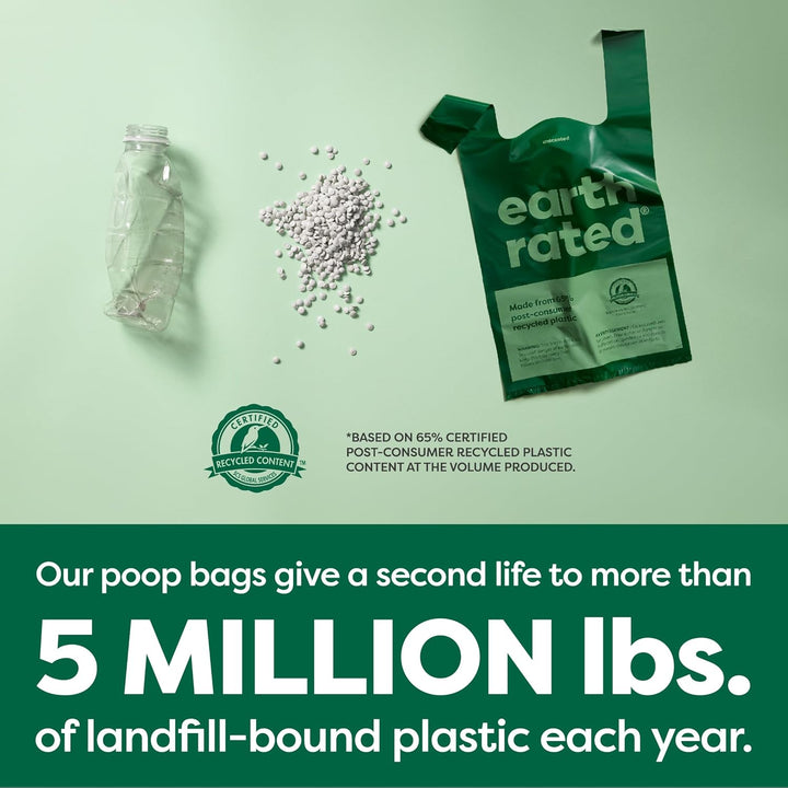 Dog Poop Bags with Handles, Extra Wide, Easy Tie and Guaranteed Leakproof, Lavender Scented, 120 Handle Bags