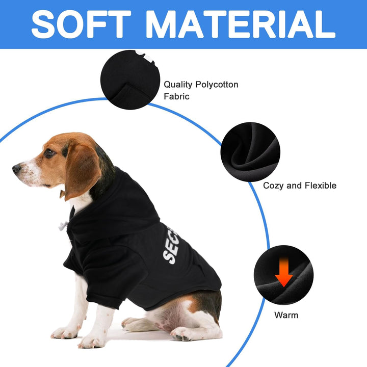 Dog Sweaters Hoodies for Large Dogs Security Ultra-Soft Fleece Dog Sweatshirt Cold Weather Pet Winter Clothes with Pocket for Small Medium Large Dogs (XL (Back: 24.2",Chest: 34.2"), Security)