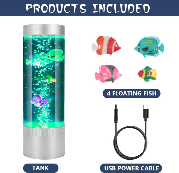 Bubble Fish Lamp, Sensory Bubble Tube Lamp, Artificial Fish Tank with Moving Fish, to Light up Your Life like a Lamp, Fish Tank Light and Aquarium Lamp, Excellent Gift for Kids & Adults