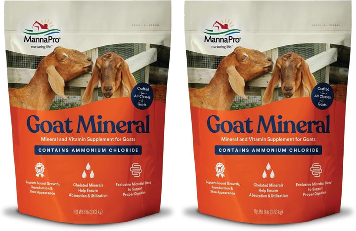 Goat Mineral Supplement, Essential Vitamins & Minerals for Growth & Development, Includes Ammonium Chloride & Microbial Blend for Digestive Health, 8 Lbs