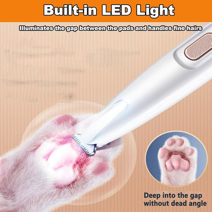 Belvedere Cat Trimmer, 2025 New Belvedir Cat Paw Grooming Trimmer Quiet, Waterproof Rechargeable Cats Shaver for Matted Fur Quiet with LED Light, 2 Wide Blades (1 Set)