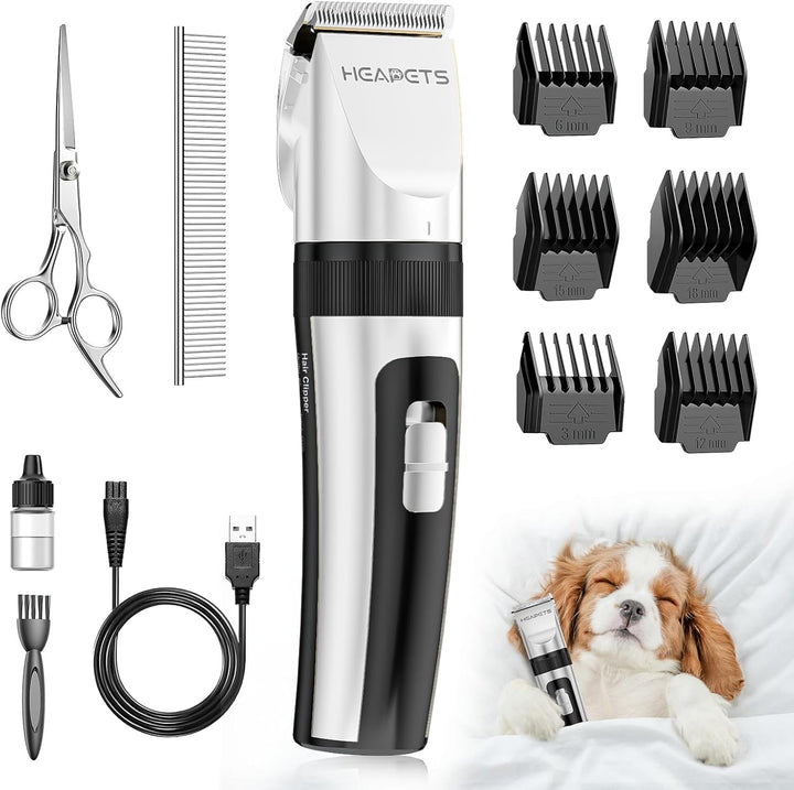 Dog Grooming Clippers, Low Noise, Electric Quiet, Adjustable Clipper Comb, Rechargeable Cordless Dog Hair Clippers for Dogs Cats Pets, Gold