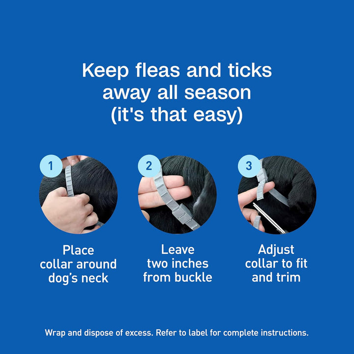 Flea & Tick Collar for Dogs & Puppies, 2 Pack, 12 Month Protection, Adjustable One Size, Kills Fleas, Ticks & Repels Mosquitoes, excluding California