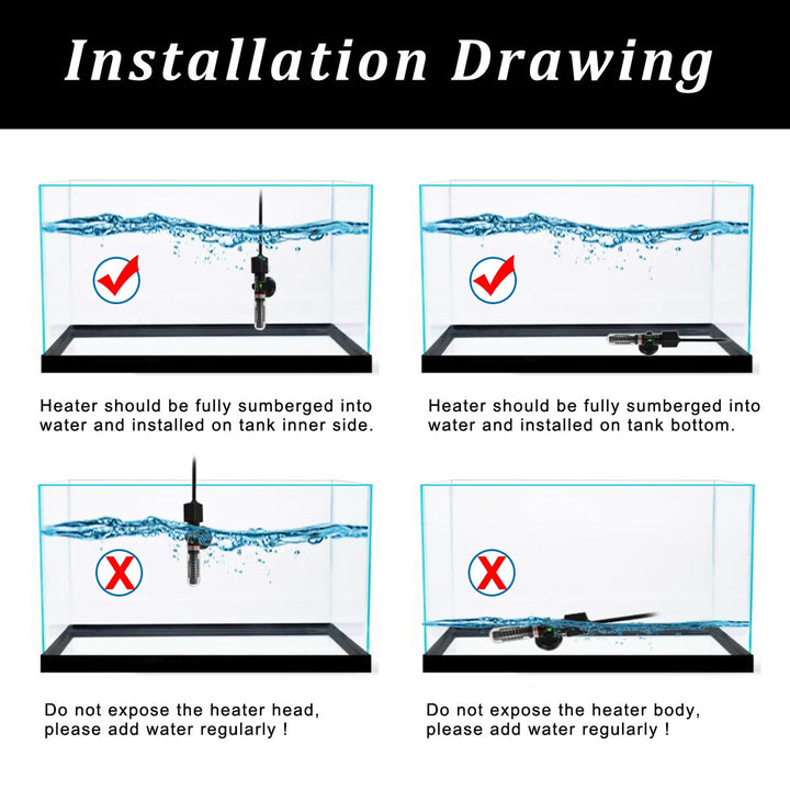 25W Small Aquarium Submersible Betta Heater with Free Thermometer Strip, under 6 Gallon Fish Tanks (Preset Temperature 78℉)