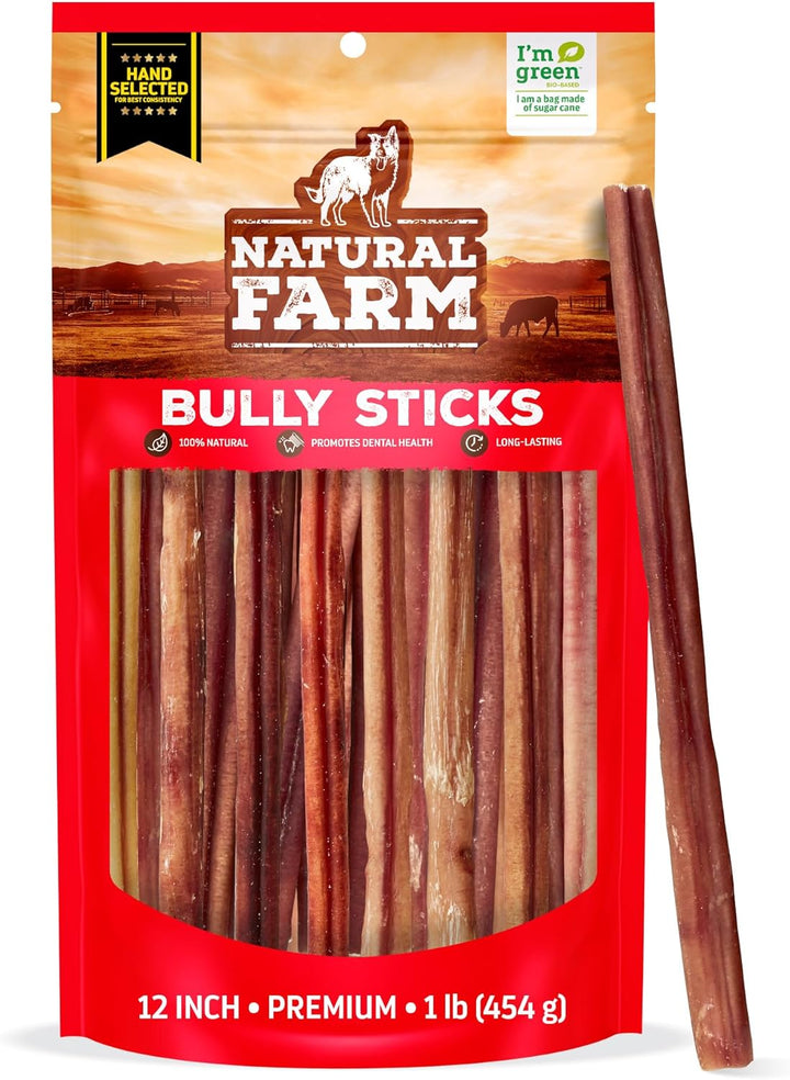 Odor-Free Bully Sticks (6 Inch, 25 Pack), 1.3 Lb. Bag, Fully Digestible 100% Beef Pizzle Chews, Grass-Fed, Non-Gmo, Grain-Free, Natural Long-Lasting Chews for Small & Large Dogs