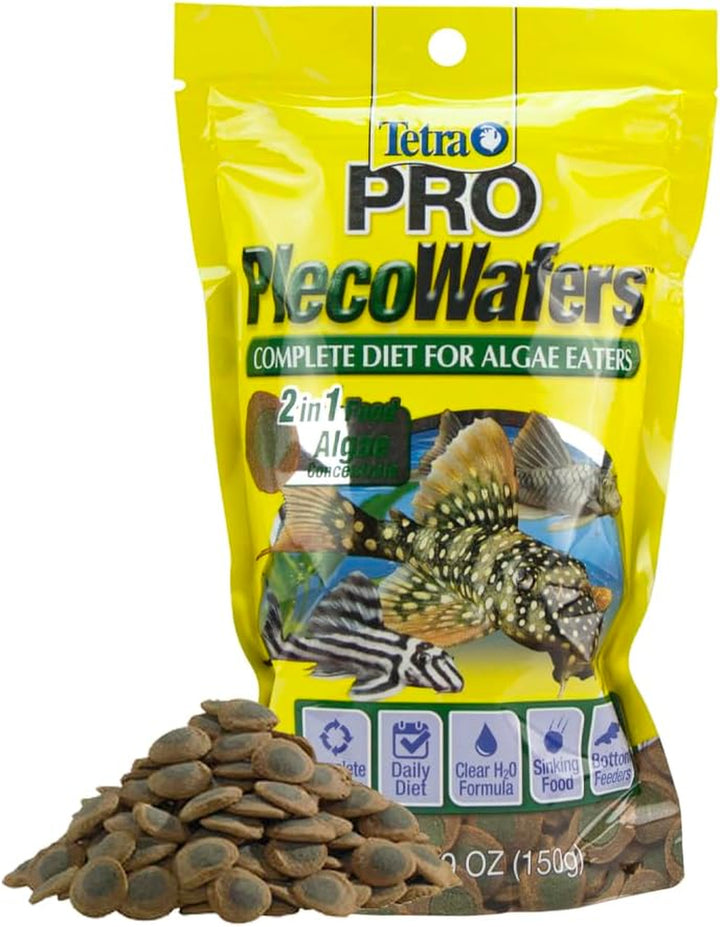 PRO Plecowafers 5.29 Ounces, Nutritionally Balanced Vegetarian Fish Food for Bottom Feeders, Concentrated Algae Center
