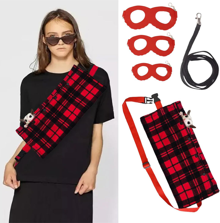 Sugar Glider Harness & Leash Set - Escape-Proof 3-Piece Adjustable Vest for Squirrels Rats Mice Mouse & Small Animals - Hamster Gerbil Walking Gear, Pet Toy Accessories, Black