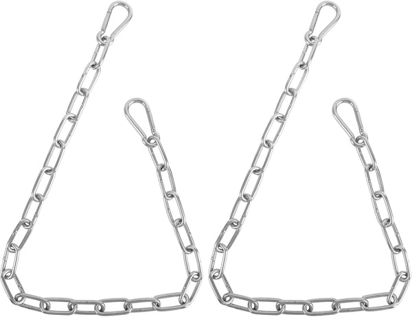 2 Pack Outdoor Gate Chain Lock with 4 Carabiners, Adjustable 5/32 X 28 Inch Security Gate Latch Chain, One Handed Operate Gate Chain for Fence Garden Yard Farm Barn, Silver