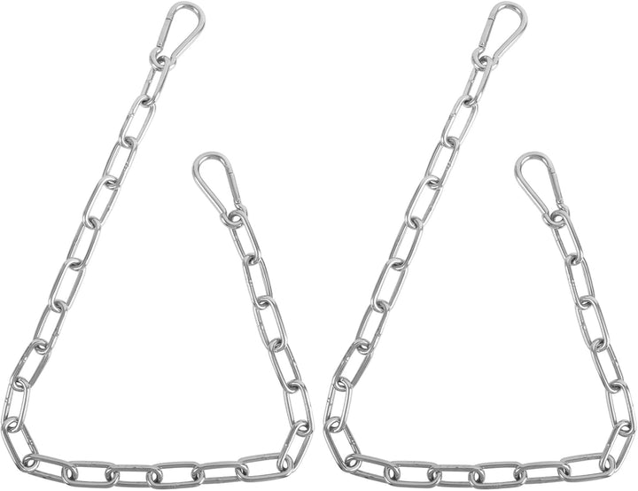 2 Pack Outdoor Gate Chain Lock with 4 Carabiners, Adjustable 5/32 X 28 Inch Security Gate Latch Chain, One Handed Operate Gate Chain for Fence Garden Yard Farm Barn, Silver