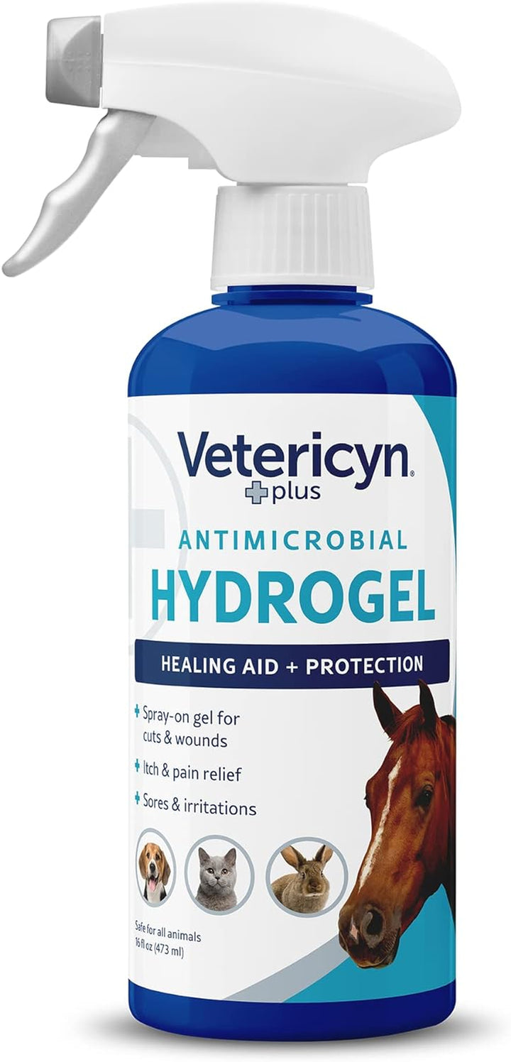 plus All Animal Wound Care Hydrogel Spray | Healing Aid and Wound Protectant, Sprayable Gel to Relieve Dog, Cat, Horse Itchy Skin, Safe for All Animals. 16 Ounces