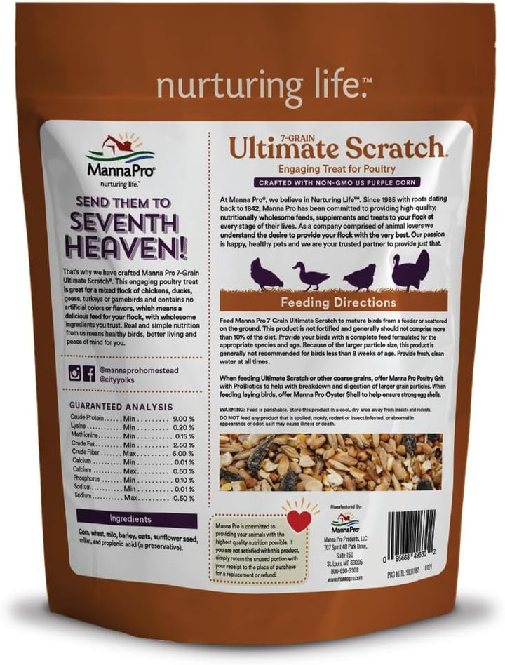 7-Grain Ultimate Chicken Scratch – Non-Gmo Scratch Grain Treat for Chickens, Hens and Other Birds – Natural Multigrain Blend for Poultry and Backyard Flocks – 10 Lb Bag