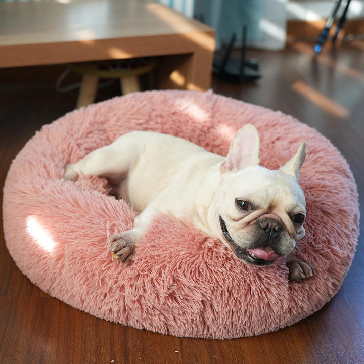 Small Calming Dogs Bed for Small Dogs Anti-Anxiety Machine Washable Fluffy Luxury Anti-Slip Waterproof Mute Base Warming Cozy Soft Pet Puppy round Bed
