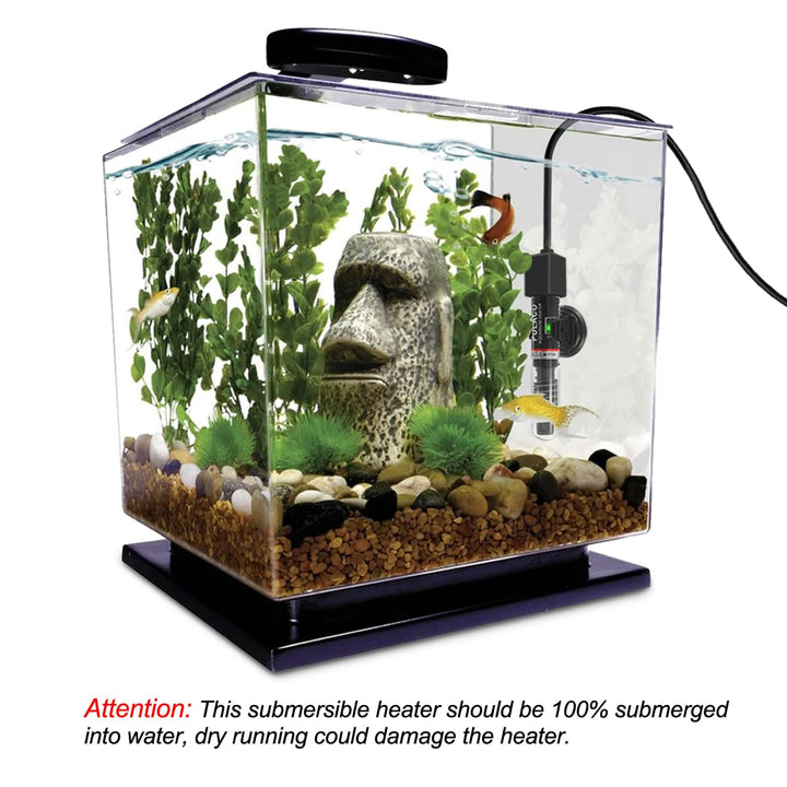 25W Small Aquarium Submersible Betta Heater with Free Thermometer Strip, under 6 Gallon Fish Tanks (Preset Temperature 78℉)