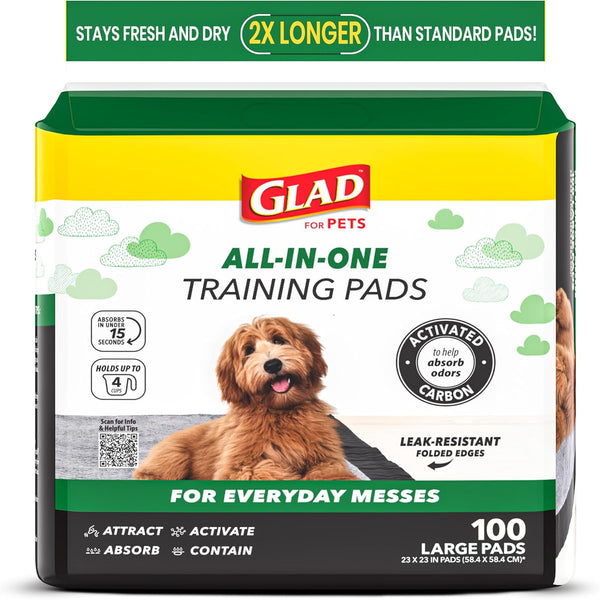 for Pets Black Charcoal Puppy Pads, 23"X23" Disposable Pee Pad That Absorbs & Neutralizes Urine Instantly, Activated Carbon Training Pads for Dogs - 100 Count
