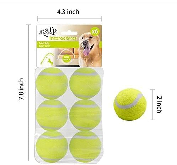2-Inch Tennis Balls for Dogs, Fetch Toys for Small Medium Dogs, Bouncy & Durable Tennis Balls for Ball Launcher Toy, 6 Pack Fetch Toy for Outdoor Play