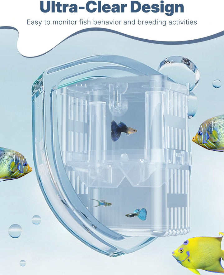 Aquarium Breeding Box - Transparent Plastic Breeder Box for Fish Tank, Fry Hatchery Incubator for Baby Fish, Shrimp, Betta, Clownfish, Guppy, Large
