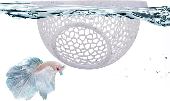 Floating Betta Hide & Shrimp Cave – 3D Printed Aquarium Decor, Multi-Functional Hammock, Feeding Ring & Safe Resting Spot for Betta, Shrimp & Small Fish (PLA, Eco-Safe)
