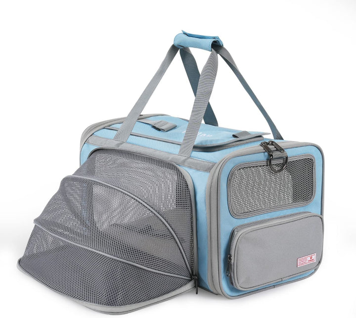 Cat Carrier with ID Tag, TSA Airline Approved Cat Carrier, Soft Sided Collapsible Pet Travel Carrier, Foldable Cat Bag, Portable, Comfortable, Convenient Cat Travel Carrier