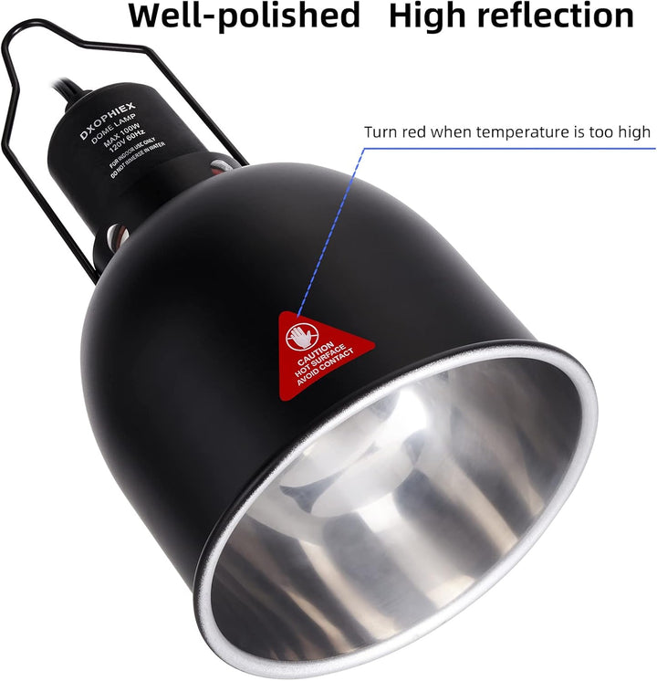 5.5Inch Deep Dome Reptile Heat Lamp Reptile Light Fixture UVB Light Fixture Max 100W for Bearded Dragon, Turtles, Snake and Lizard Terrarium