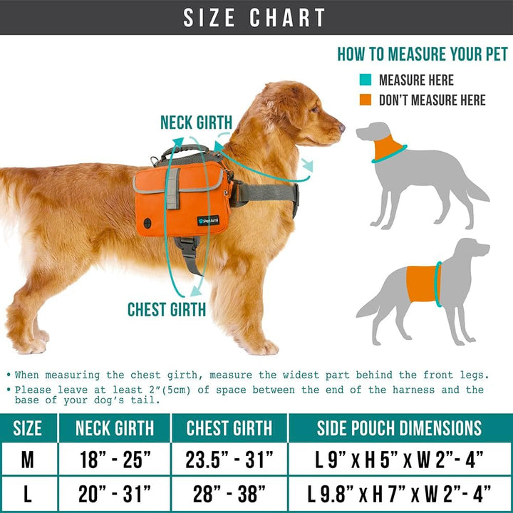 Dog Backpack for Medium Large Dogs, Dog Saddle Bag for Dogs to Wear, Harness Saddlebag with Reflective Safety Side Pockets for Hiking, Camping, Vest Dog Pack for Travel (Green, Medium)